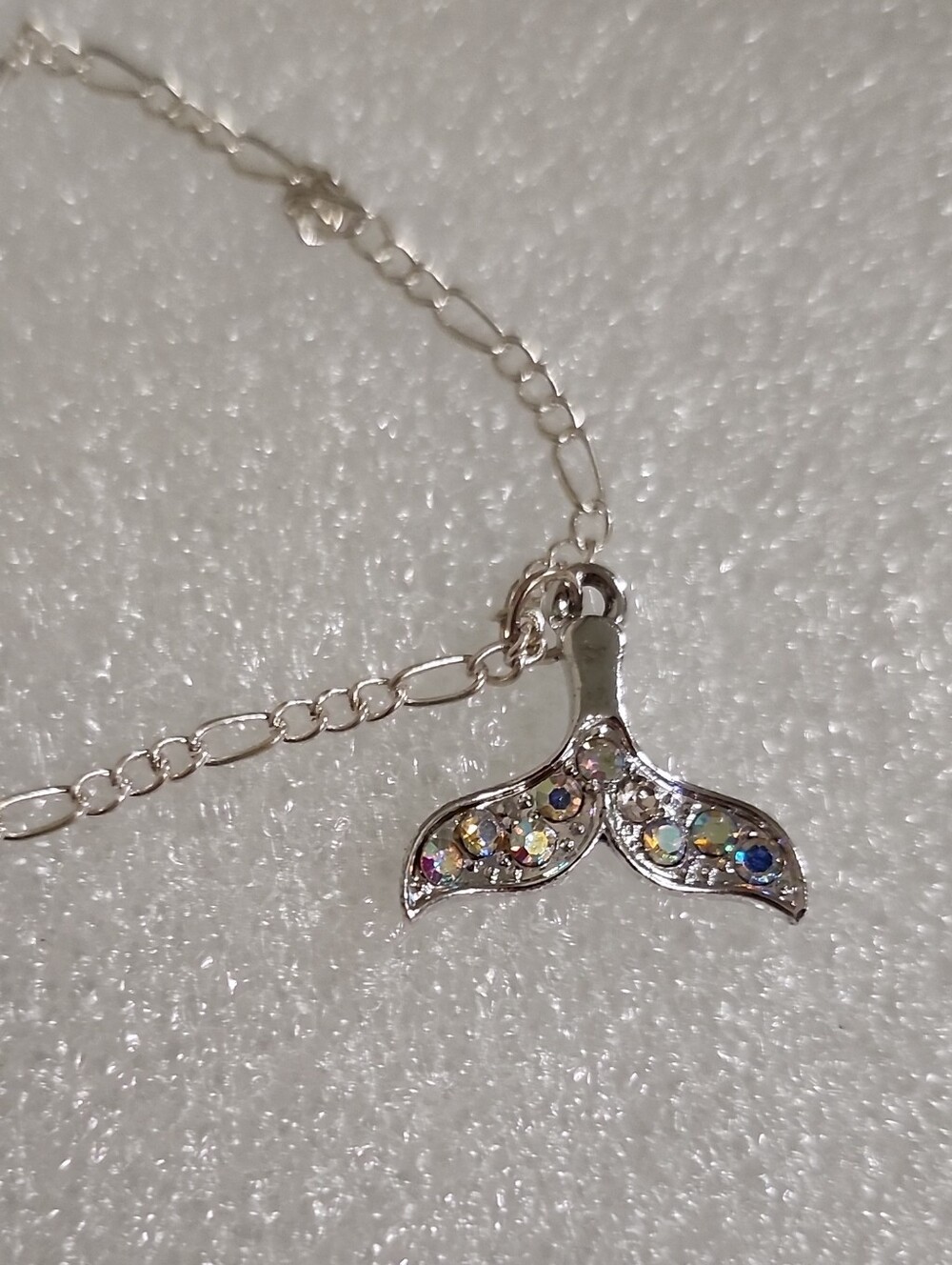 Hand Crafted Silver Mermaid Tail Bracelet / Anklet with Multicolor Stones